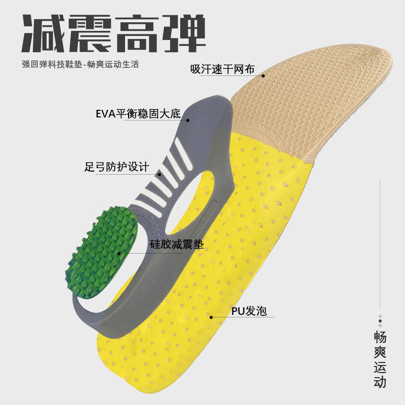 Personalizado nuevo estilo EVA plantilla deportiva de arco hombres absorbentes de sudor y desodorantes mujeres transpirables baloncesto correr plantilla de soporte de arco