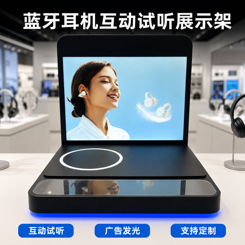 Cross-border Bluetooth headset display stand, acrylic desktop display prop, LED lighting, supports OEM customization