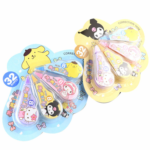 New girl's heart correction tape, student cute cartoon four pack, large capacity correction tape, error correction tape, school supplies