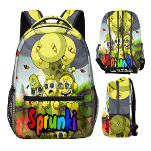 Cross-Border 3D New Game Rhythm Box Sprunki Fully Printed DIY Student School Bag Backpack Ready for Sale