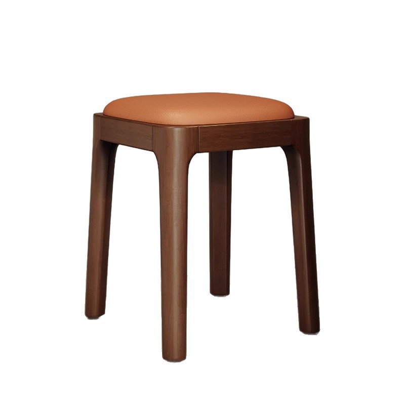 Silla de comedor de madera maciza doméstica 2025 nueva silla taburete de comedor pequeño taburete puede apilar taburetes cuadrados taburetes de mesa de comedor medieval sillas