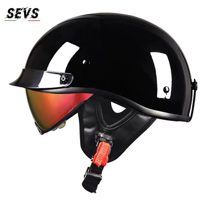 Motosiklet kaskı (dəbilqə) – helmet, electric vehicle helmet, Japanese-style - glossy-black-aurora-red-mirror-m