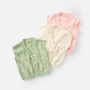 Baby Vest Autumn Clothing Baby Girl Knitted Vest Girl Fashionable Sweater Outer Wear Toddler Thin Waistcoat Vest