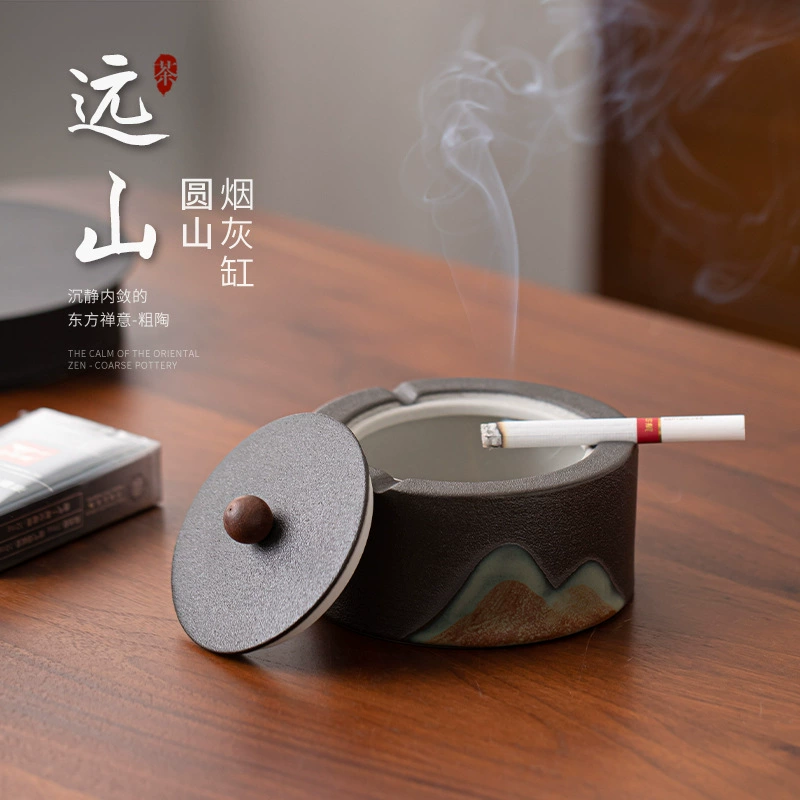 Yuanshan Yuanshan с крышкой пепельница ветрозащитная и летающая пепельница Домашняя гостиная офис минималистичный керамический пепельница