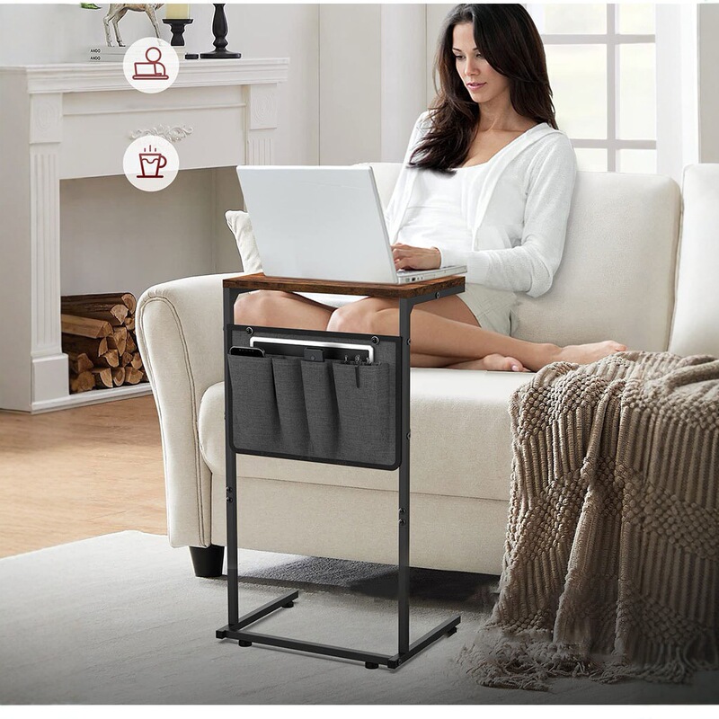 Cross-Border Simple Bedroom Corner Table Multi-Purpose Office Notebook Table with Cloth Bag Storage Bedside Table