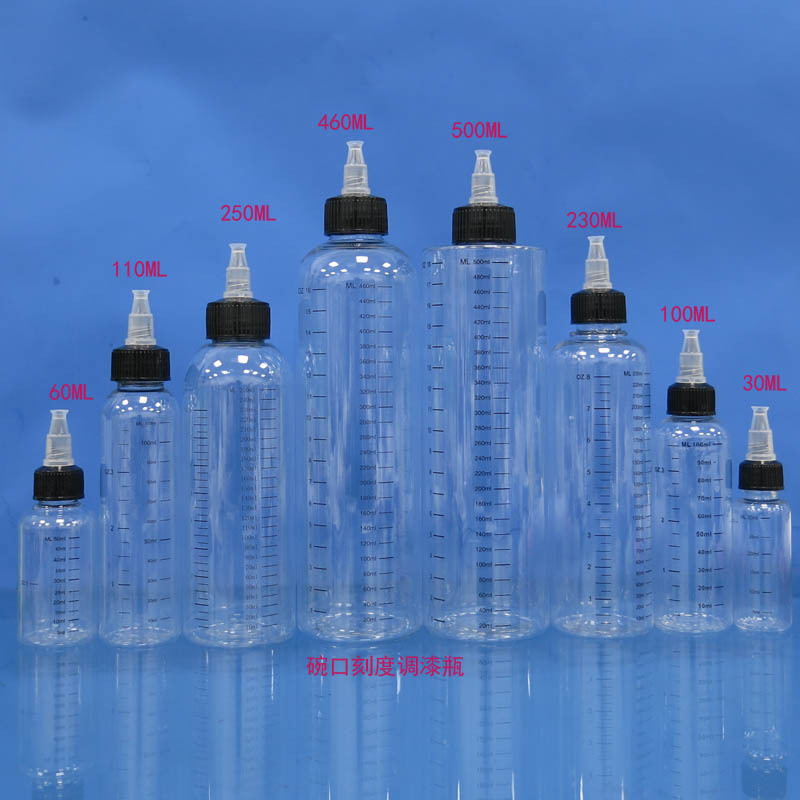 Scale Bowl-shaped Nozzle Cover Car Scratch Repair Paint Oil Bottle Model Pigment with Scale Hand Kneading Paint Dropper Bottle