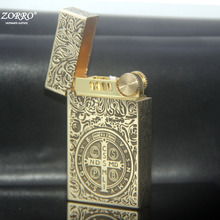 ZORRO佐罗黄铜整铜雕铣五面雕刻煤油钢音朗声打火机可代发