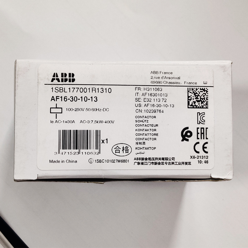 ABB交直流接触器AF16-30-10-13*100-250VAC/DC;10239764原装正品