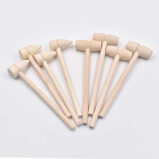 Wooden small wooden hammer mini children's flat head mallet anti-fall children's toys small hammer creative diy grab week Wholesale