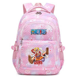 海贼王印花多隔层书包男女小学生初中减负轻便大容量双肩背包