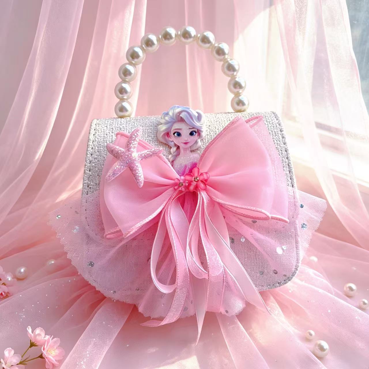 Nuevo comercio exterior pequeña fragancia niñas hombro mochila de moda perla arco bolsos de niños bolsos de cambio de dibujos animados