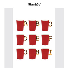 字母紅色送禮物盒含蓋馬克杯情侶款女男生日水本命年杯子