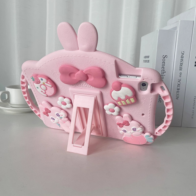 Cover para iPad protector de silicona personalizado anti-caída protector de tabletas de silicona de dibujos animados 3D colgante conjunto de soporte suave