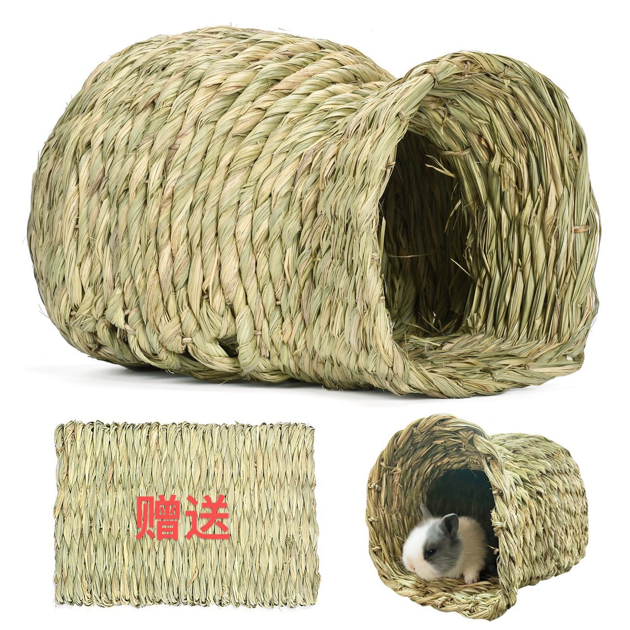 Маленький домашний кролик соломенное гнездо Тоторо морская свинка голландское Свиное гнездо коренной дом солома тканый Бесплатный соломенный коврик