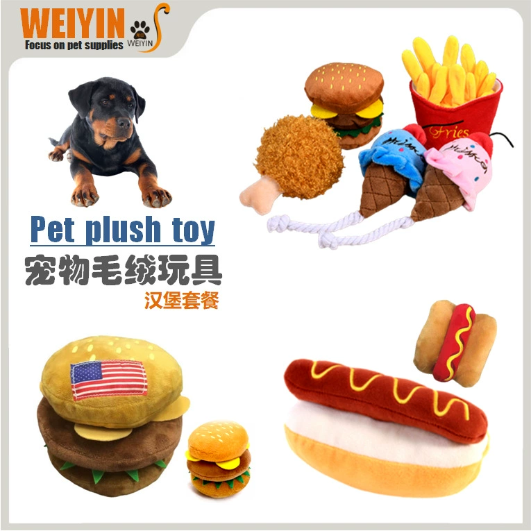 Домашнее животное плюшевая вокальная игрушка собака сбрасывает игрушку скуки кошка Жевательная молярная игрушка набор бургеров еда игра