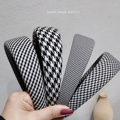 Birdcage Headband, French Retro Thick Sponge Black and White Grid Headband, Social Media Sponge Wide Edge Hair Clip