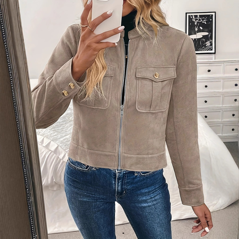 European and American Cross-Border 2025 Autumn and Winter Long-Sleeved Short Jackets, Light Luxury Fashionable Short Versatile Women's Clothing