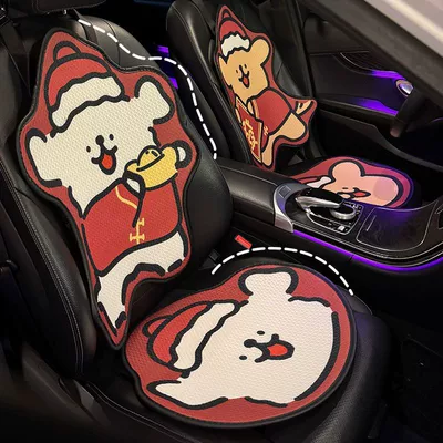 Line Puppy, Ice Silk Car Cushion: Seat cushion, seat cover