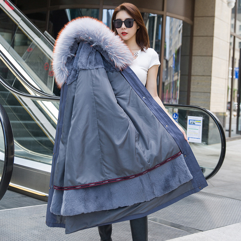 獭兔毛内胆狐狸貉子毛领 派克服女真毛皮草可拆卸中长款 冬款外套|ms