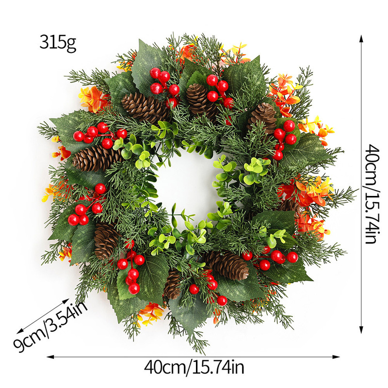 クリスマスガーランド装飾品人工模擬緑植物籐フロントドア花輪吊り下げノックフォード松葉逆さガーランド|undefined