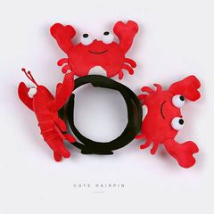 Whimsical cartoon lobster hairband for girls, cute and simple crab hair clip, popular creative face-washing hair accessory
