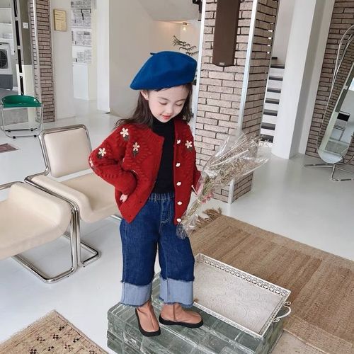 Baby Girl Cardigan Sweater Outerwear Autumn/Winter Princess Style Knitted Sweater Fashion Girl Baby Red Christmas Sweater