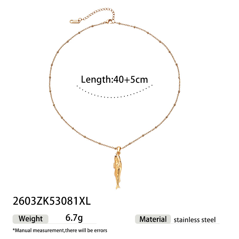 Tina Europa y América de moda transfronteriza 18k oro nicho diseño collar de colgante de pez vacacional ligeros collares de lujo al por mayor