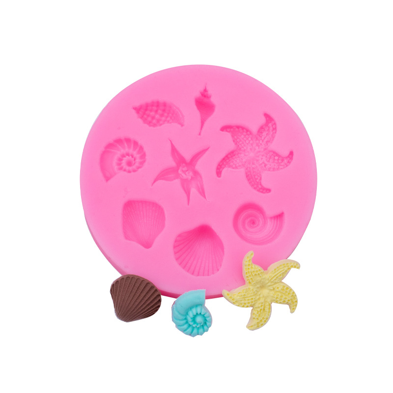 DIY líquido fondant molde de silicona arcilla suave cerámica DIY serie marina molde modelado concha de mar