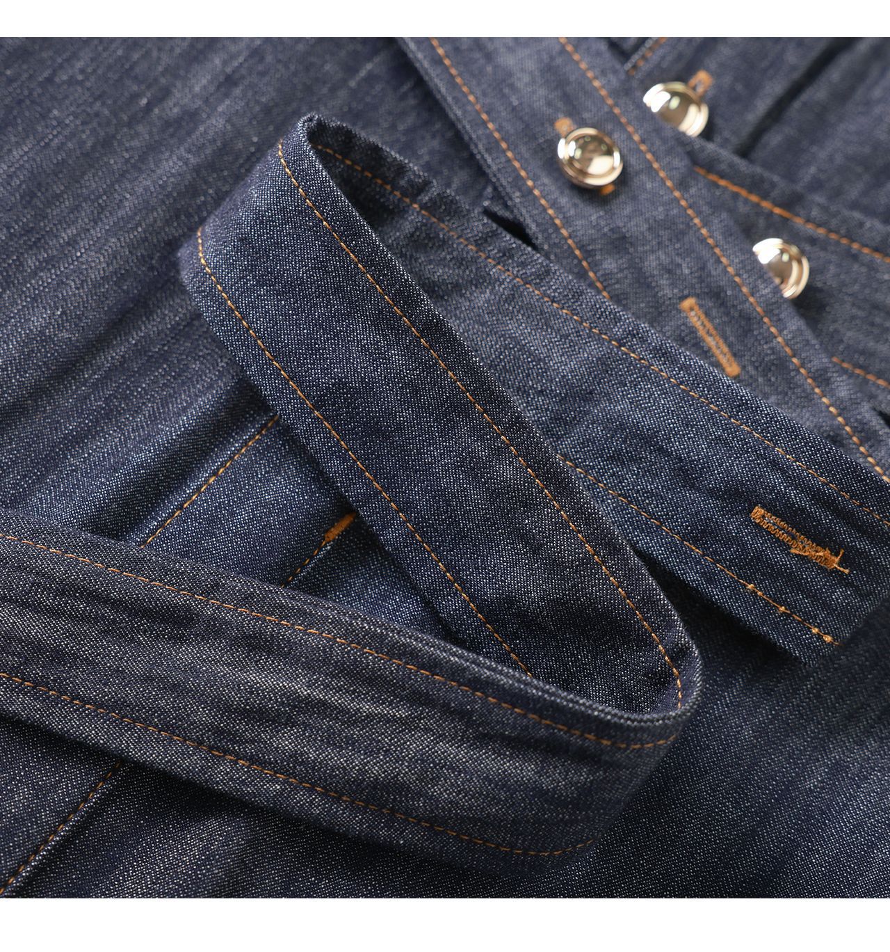 Váy denim nữ cổ ve sành điệu dáng suông midi — xanh đậm chi tiết 22