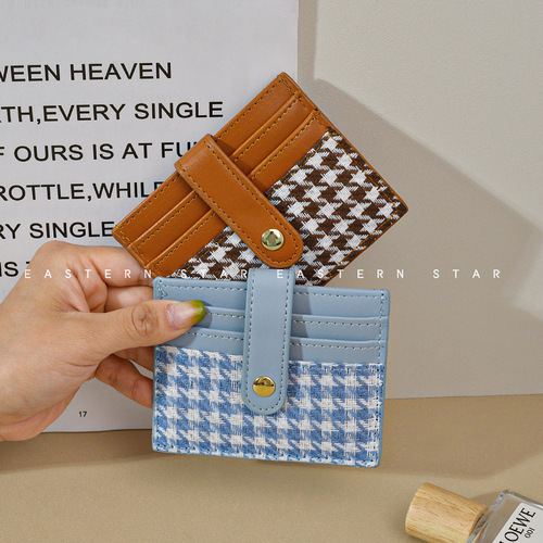  New Women's Wallet Student Korean Version Ultra-Thin Houndstooth Small Fresh Fashion Trendy Coin Purse Card Holder Integrated