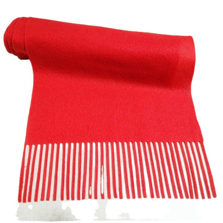 Платок из поляр fleece размером 150×25 см с кисточками, красный (доступны индивидуальные цвета и логотип)