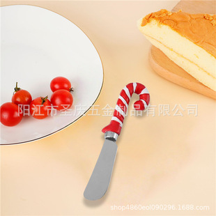 Gingerbread Man Candy Cane Santa Series Gift Dinner Stainless Steel Cream Scraper Cheese Knife