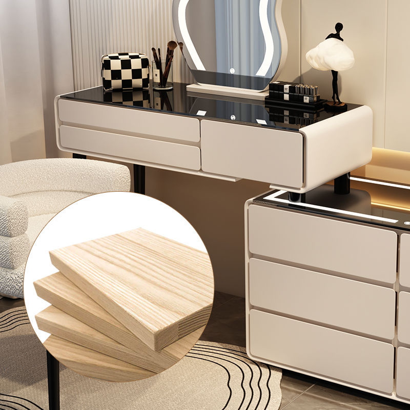 Fashion Dressing Table Solid Wood Material E0 Level Environmental Protection Retractable Beautiful Design Smart Bedroom High-End Bedside Table