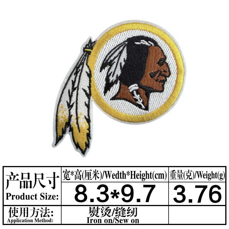 Planchado adhesivo NFL Liga Americana 32 Equipo LOGO Emblema del equipo Insignia de bordado de computadora Etiqueta engomada de tela bordada Parche de parche