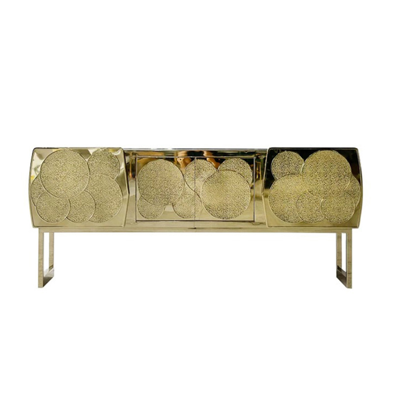 Italian Light Luxury Stainless Steel Sideboard High-End Villa Home Living Room Simple Storage Cabinet Creative Metal Entrance Cabinet