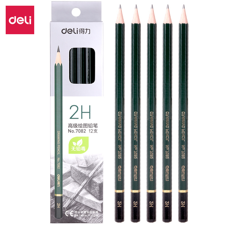 Deli papelería 7083/7084 HB/2B grafito ordinario lápiz dibujo pintura escritura lápiz 12 pack