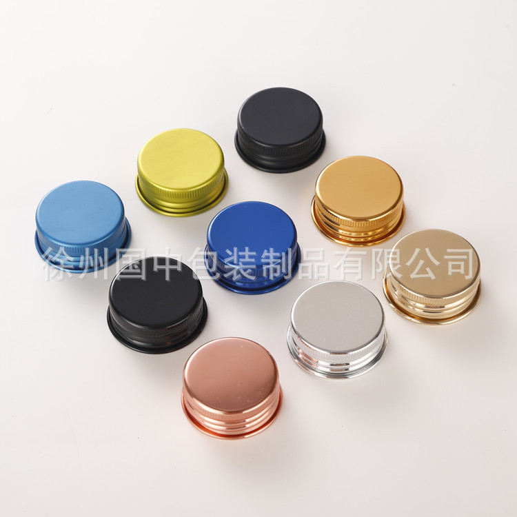 优惠彩色螺纹盖 翻边铝合金盖 电镀化妆品瓶盖子大小口卷边氧化