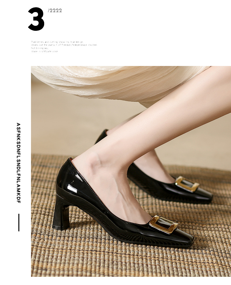 Zapatos de salón con punta y hebilla cuadrada para mujer_voghion.com