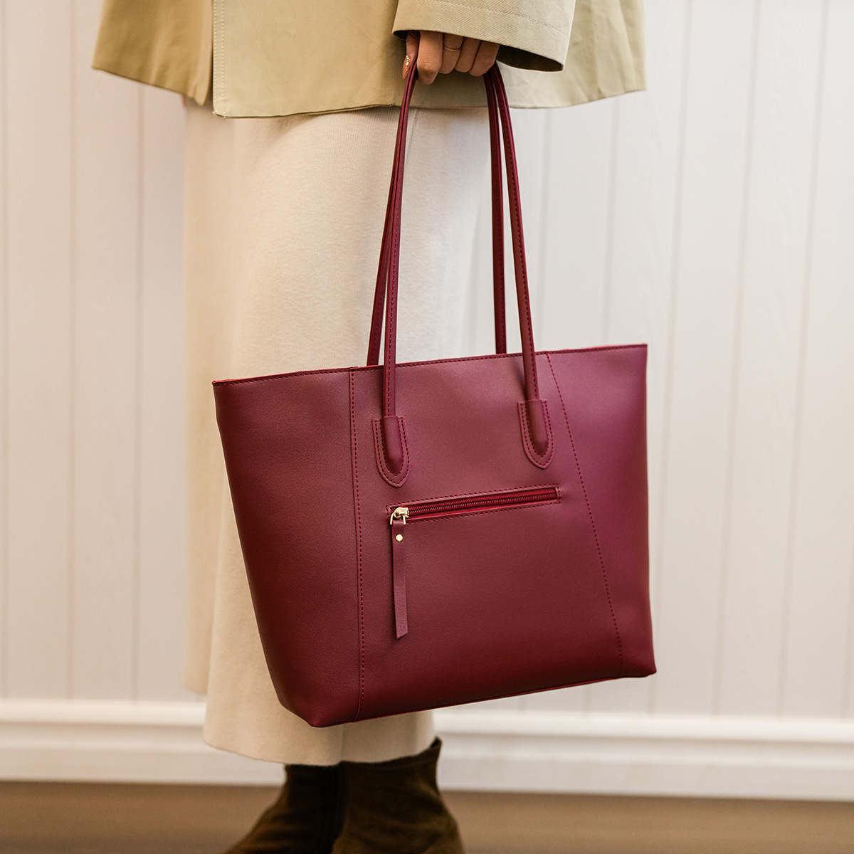 Women's Large Shoulder Tote Bag Simple Versatile Commuter Style_voghion.com