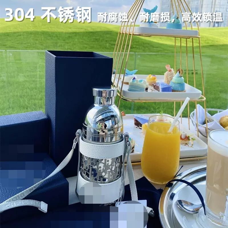 爆款D家专柜原版保温杯304不锈钢户外运动水壶便携背带保温瓶厂家