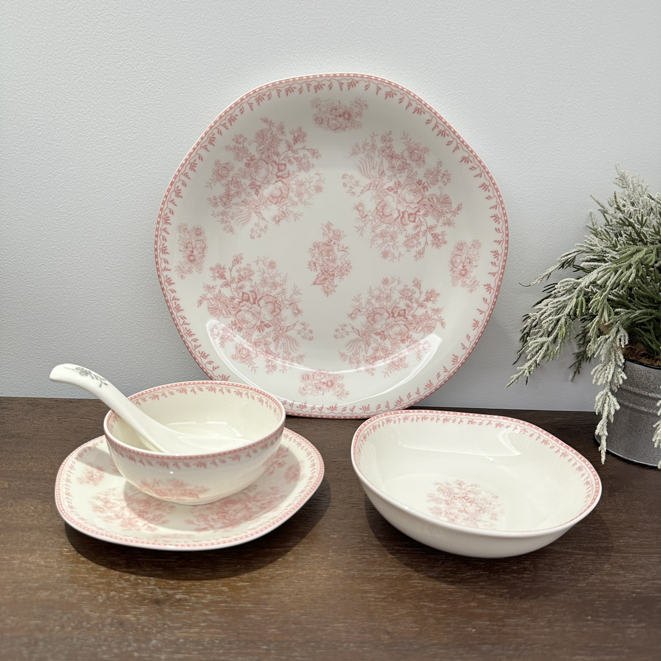 LZ Cross-border Lusheng Vajilla Cerámica Serie Lancaster Tazón de arroz Plato plano Plato de comedor