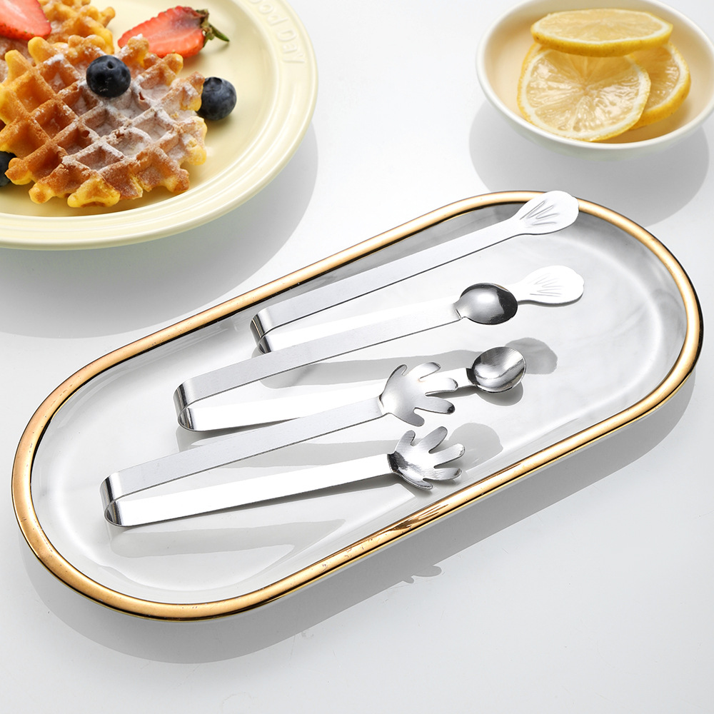Cross-border Amazon Mini Stainless Steel Ice Clip Thickened Ice Clip Home BBQ Clip Buffet Food Clip