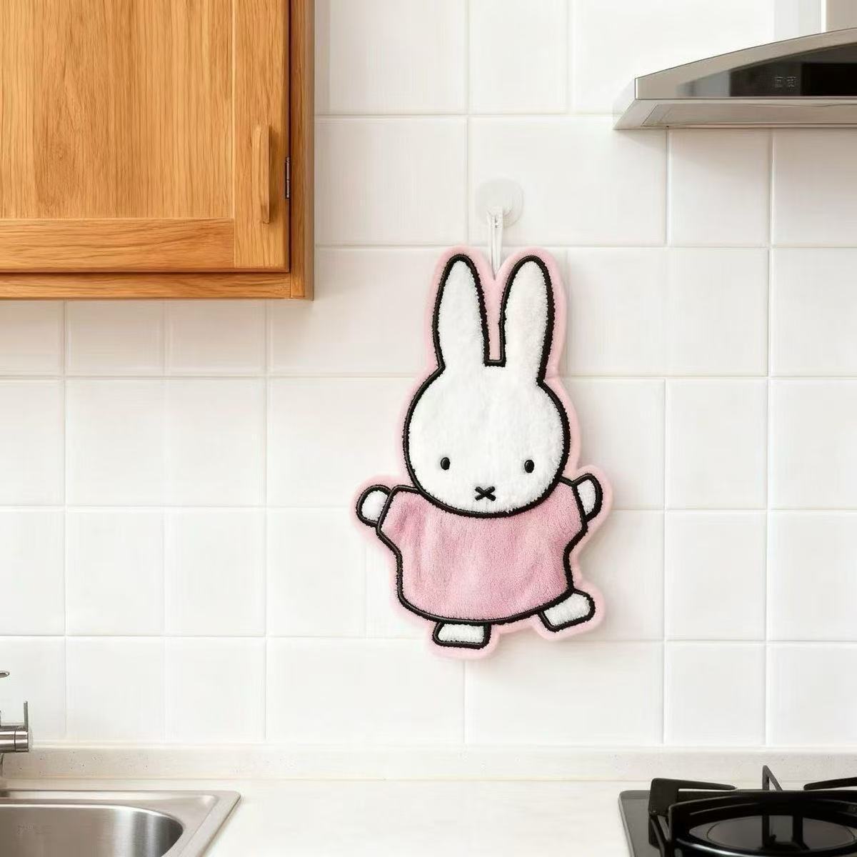 Miffy conejo toallas de limpieza colgantes lindas dibujos animados absorción de agua pequeña toallas de baño grueso cocina toallas de limpieza de baño