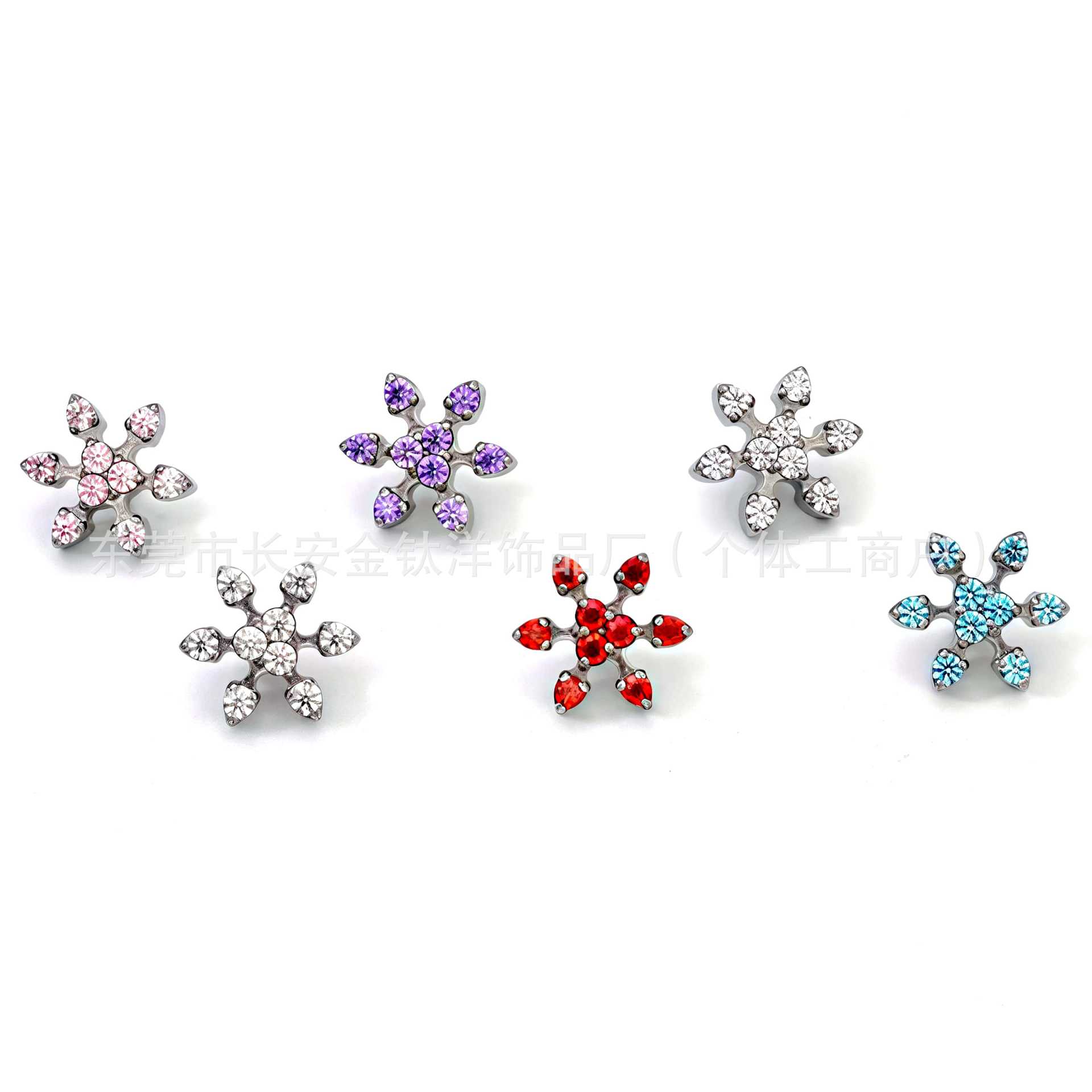 F136 Titanium Internal Thread Snowflake Zircon Lip Labret Stud Ear Bone Nail G23 Titanium Alloy Body Piercing Jewelry detail image 8