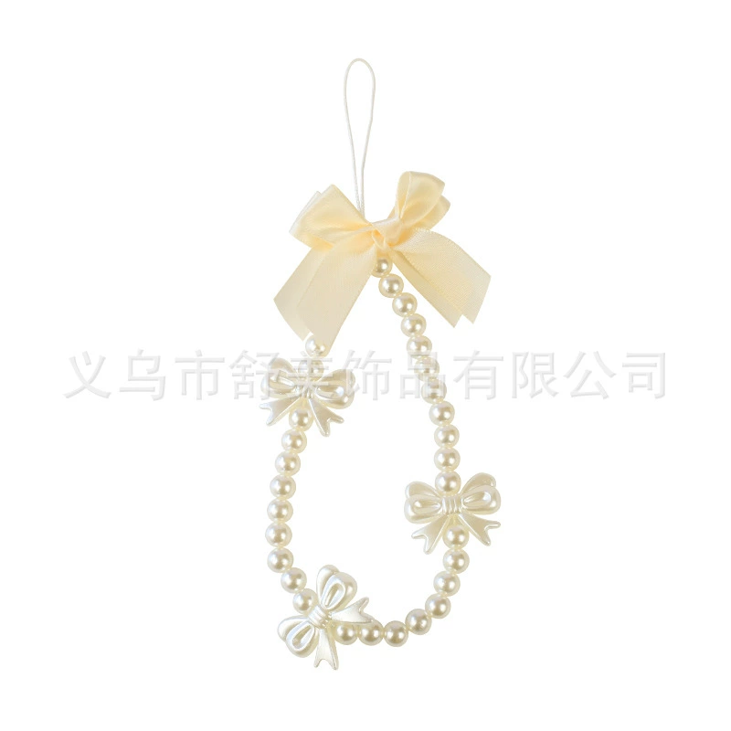 Mobile phone, short strap, creative round beads, phone case with bow, bag accessory