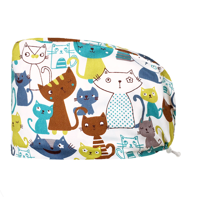 Algodón puro impreso casquillo de la enfermera tapa médica hogar tapa de la cocina aceite de catering a prueba de humo anti-pelo sombrero de trabajo de la enfermera