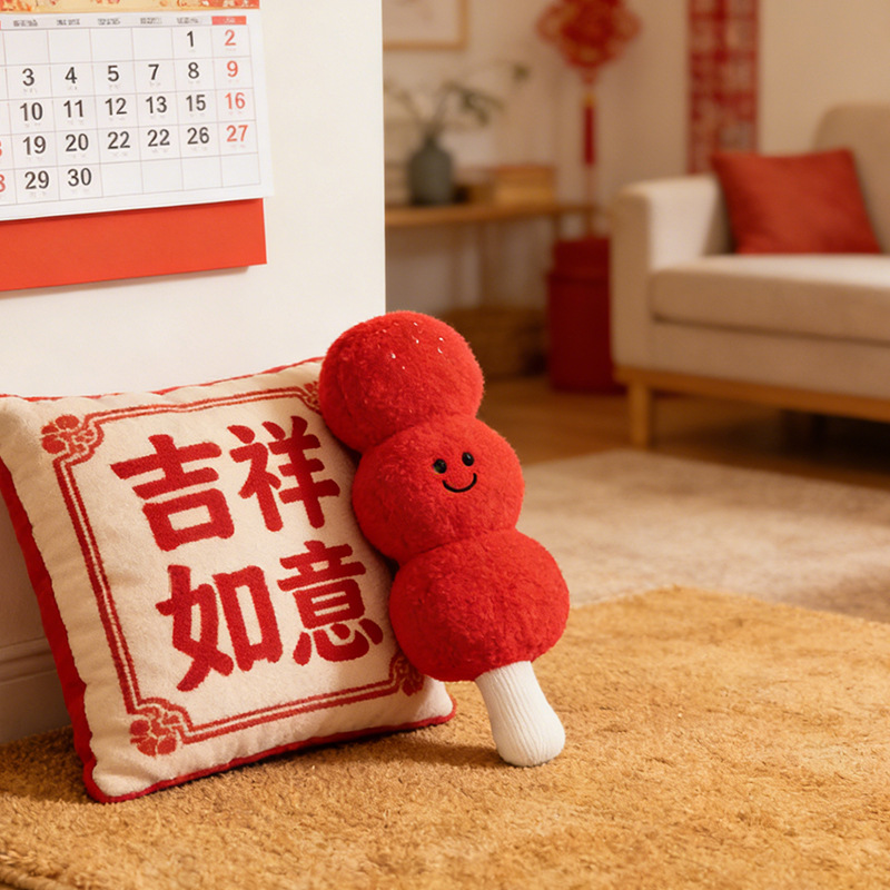 Chinese-style candied hawthorn plush pillow, home decor toy, living room sofa cushion, Children's Day gift wholesale