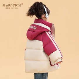 新款工装儿童加厚羽绒服女童中大童新款保暖冬季宝宝鸭绒中款外套