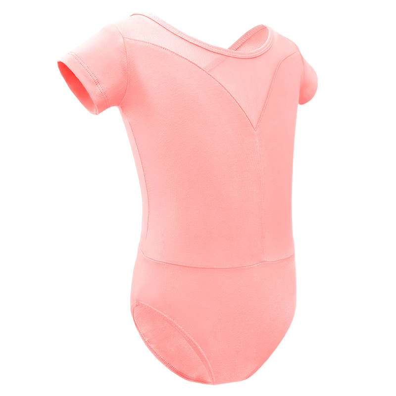 Ropa de baile para niños, ropa de baile de práctica de verano, costura de malla, ropa de forma de niña de manga corta, ropa de examen, ropa de baile de ballet
