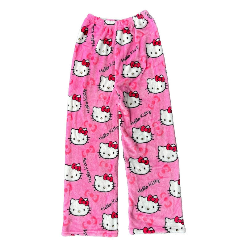 Фланелевые штаны Hello Kitty (женские) — тёплые флисовые пижамные брюки, размеры M–2XL